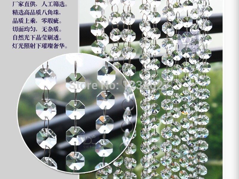 240 stuk/DIY verlichting accessoires kralen gordijn kristal kralen 14 MM transparant wit achthoekige twee gaten