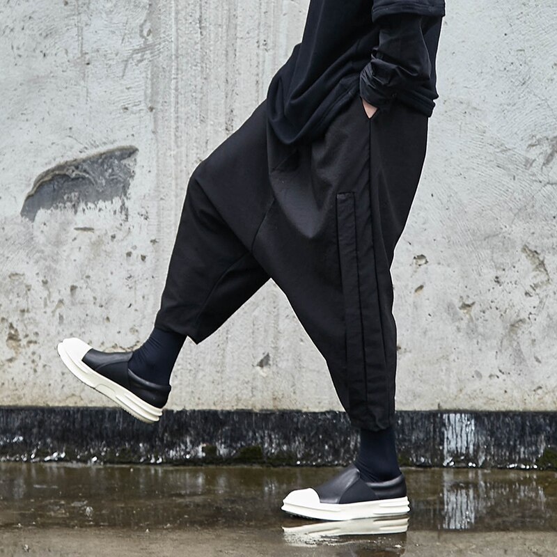 MR-DONOO Style japonais gothique noir foncé croix pantalon homme élastique pantalon ample Oversize Punk Hip Hop Harem pantalon CA303-X038