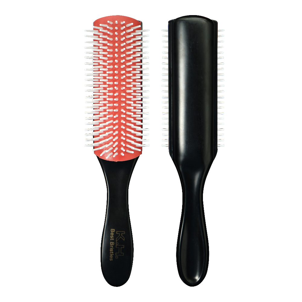 9 filas 4 colores cepillo de pelo desenredante Denman cepillo desenredante masajeador del cuero cabelludo peine de pelo húmedo rizado recto salón de peluquería: YELLOW