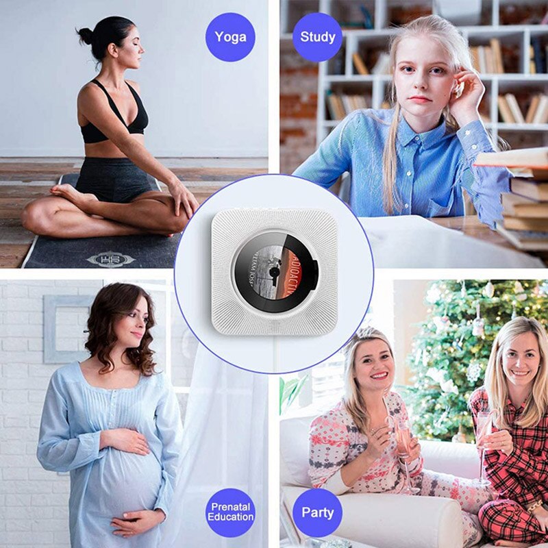 Portable Wall Mounted CD Player MP3 Player Bluetooth Hifi Speaker FM Radio Home Boombox Alarm Clock with LED Display