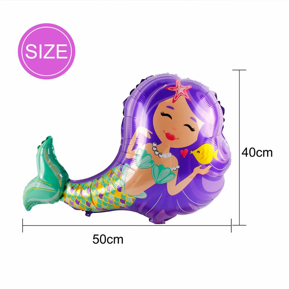 Huiran Mermaid Balloon Happy Birthday Ballon Little Mermaid Birthday Party Decor Kids Balloons Foil Baloon Giant Balony Balon