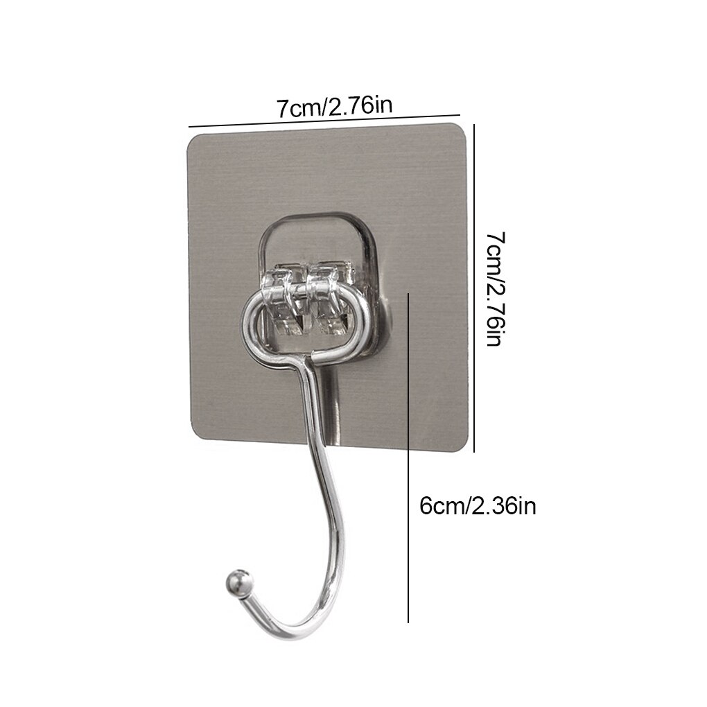 Storage Hook Hanger Self Adhesive Hook Adjustable Wall Rack Kitchen Bathroom Punch-free Non-marking Strong Sticking Hook: Gray S