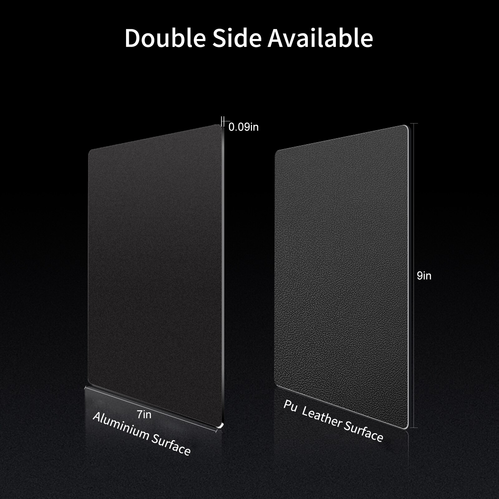 Tapis de souris métallique en aluminium matte, rigide, lisse, magique et mince, double face, étanche, contrôle rapide et précis, idéal pour le bureau et la maison: small black
