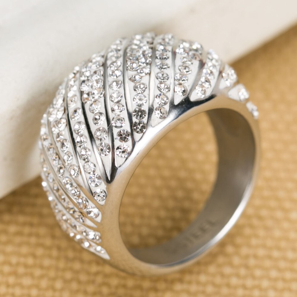 Neue Wasser welle Zirkonia Edelstahl Schmuck Hochzeit Ringe für frauen