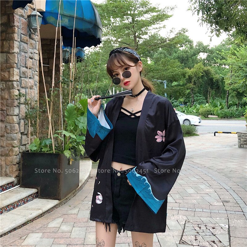 Vrouwen Mannen Japanse Koppels Yukata Gewaad Streetwear Kimono Haori Jas Samurai Vest Harajuku Stijl Losse Blouse ukiyo-e Jassen