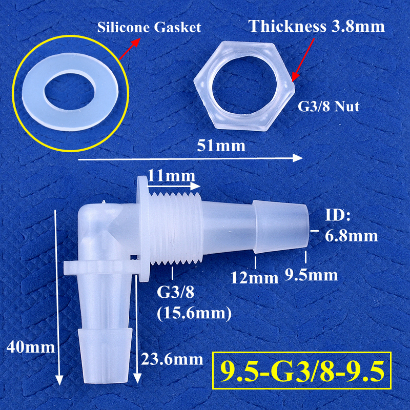 Connecteur coudé perforé pagode + joint en Silicone, adaptateur de réservoir d'aquarium, Joint de tuyau d'eau de jardin M6 ~ G1/2 à 2.4-11.1mm, 5 à 200 pièces: green / 1/2 ''