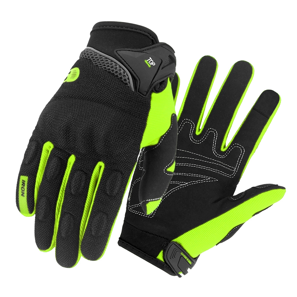 Vollfinger-Motorradhandschuhe, Touchscreen, Moto-Cross, atmungsaktiv, Rennhandschuhe, Motorrad, Fahrrad, Radfahren, Reiten, Schutzhandschuh: Braun / L