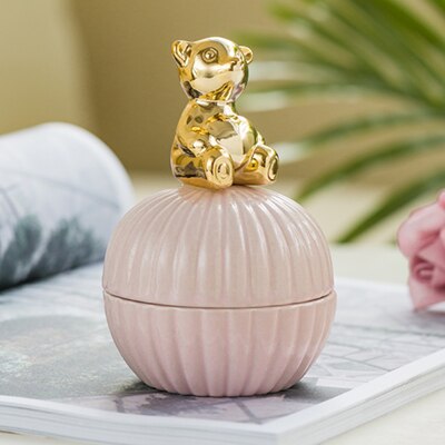 Or 3d Chat kitty animaux En Porcelaine Porte-Bijoux Anneau Plat de Bijoux En Céramique Décor À La Maison Plateau Bol pot blanc Rose pour mariage: pink1