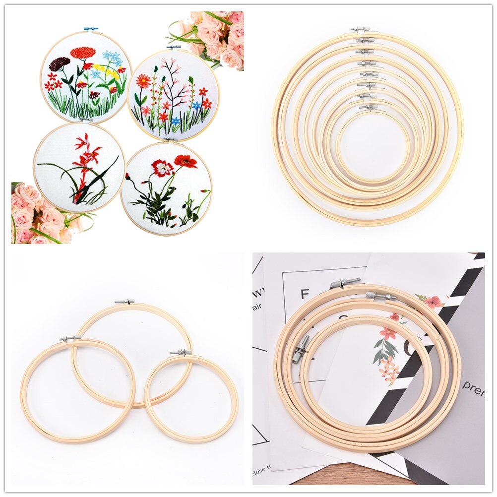 Wooden Handy Cross Stitch Machine Embroidery Hoop Ring Bamboo Frame Embroidery Hoop Round Needlecraft Sewing Tools