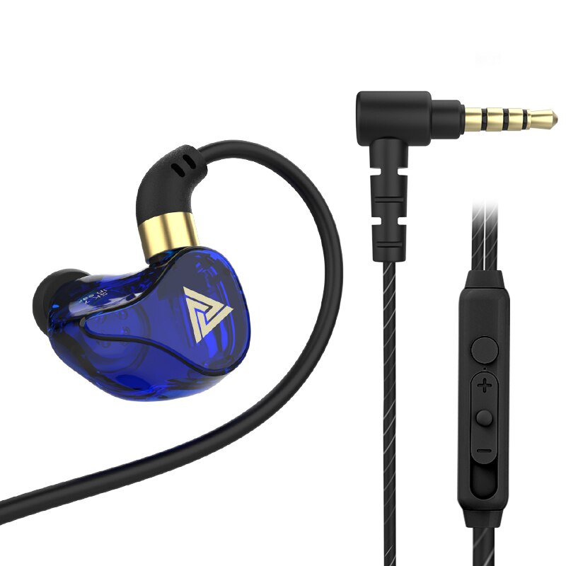QKZ-Auriculares deportivos SK7 con controlador Dual, dispositivo de audio HD con conector de 3,5mm, micrófono, música, 3,5mm: Glazed Blue With Mic