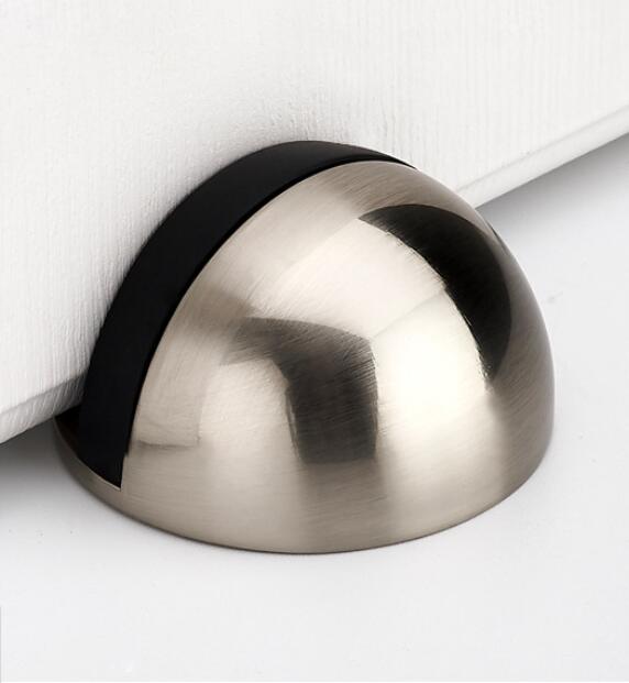 Gummidørstop børstet zinklegering magnetisk skjult dørholder holder moderne gulvmonteret dørstop med 3m klæbende sølv: Sølv