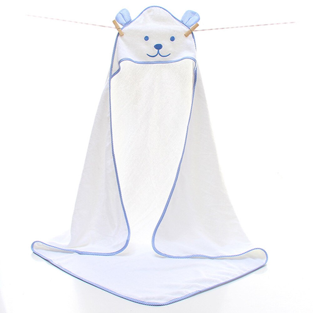 Baby hætteklædt badehåndklæde med store ører blød tyk bomulds badedragt til piger og drenge spædbørn godt valg baby shower: Hvidblå