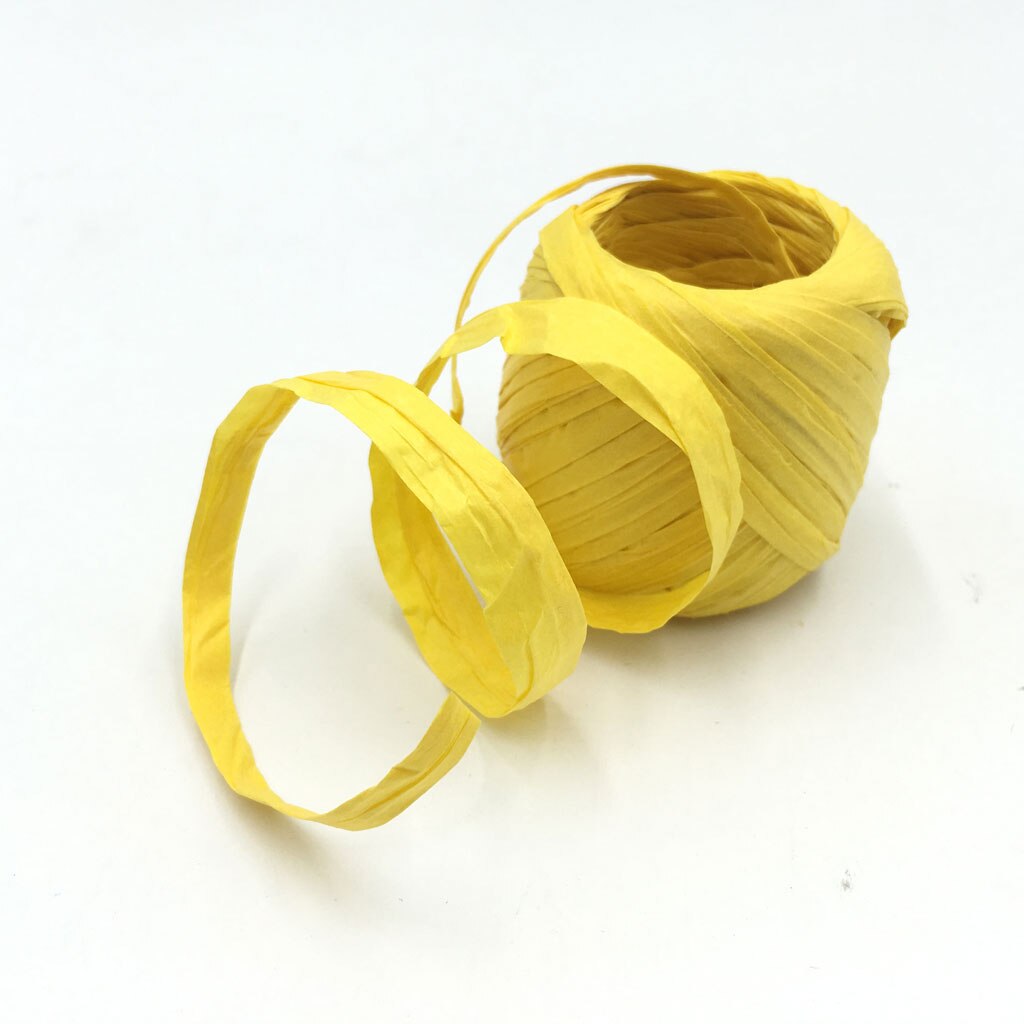Raffia papier lint touw touw  ,1 rollen raffia lint/touw , 22 meter per rol, verpakking papier touw voor kerstmis: Geel