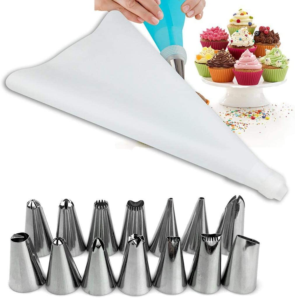16 Stks/set Cake Maken Gereedschap Siliconen Spuitzak Nozzle Icing Piping Pastry Nozzles Keuken Diy Koppeling Cupcake Decoreren Gereedschappen: WHITE