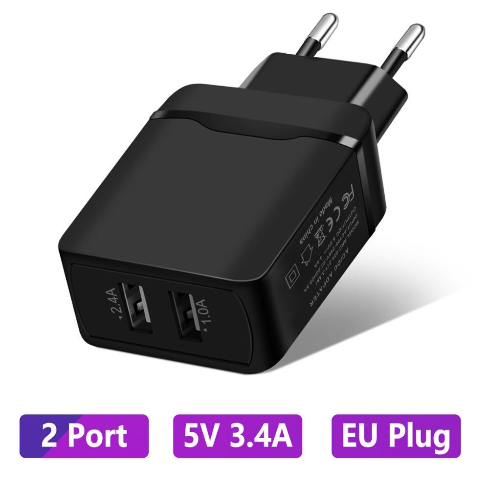 2 Port Usb Charger Quick Charge 3.0 Usb Adapter 28W QC3.0 QC2.0 Draagbare Reizen Dual Usb Fast Charger Voor telefoon Tablet: 5V3.4A Black Charger