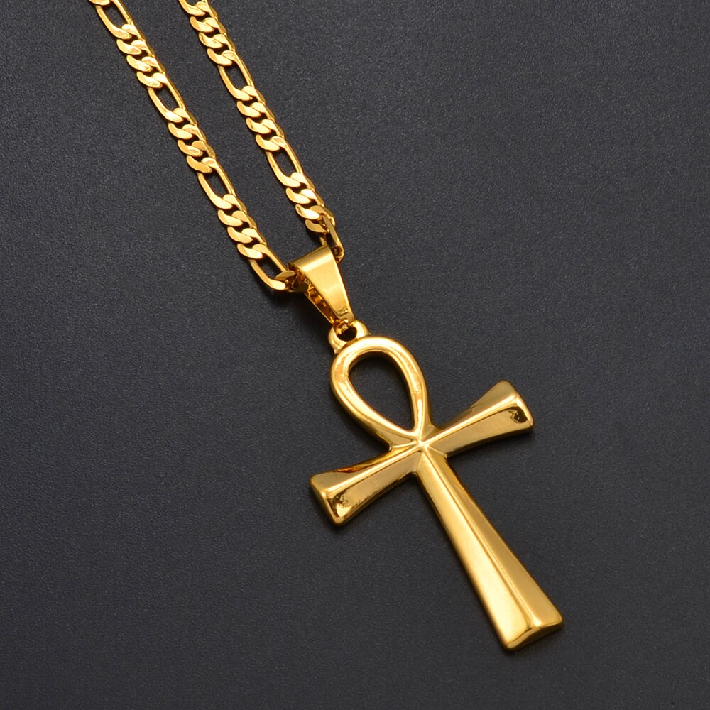 Anniyo Große Größe Alte Ägypten Symbol Ankh Anhänger Halsketten Charme Null Schlüssel Afrikanische Amulett Schmuck für Männer Frauen #200109
