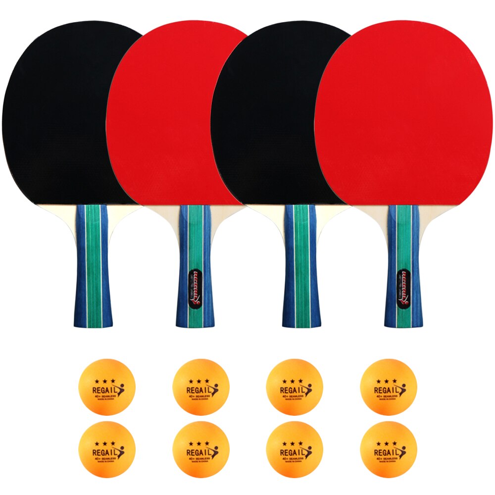 Table Tennis Ball and Bat Set Ping Pong Paddles Table Tennis Rackets with 8pcs Three star Balls Ping Pong Bats Ping Pong