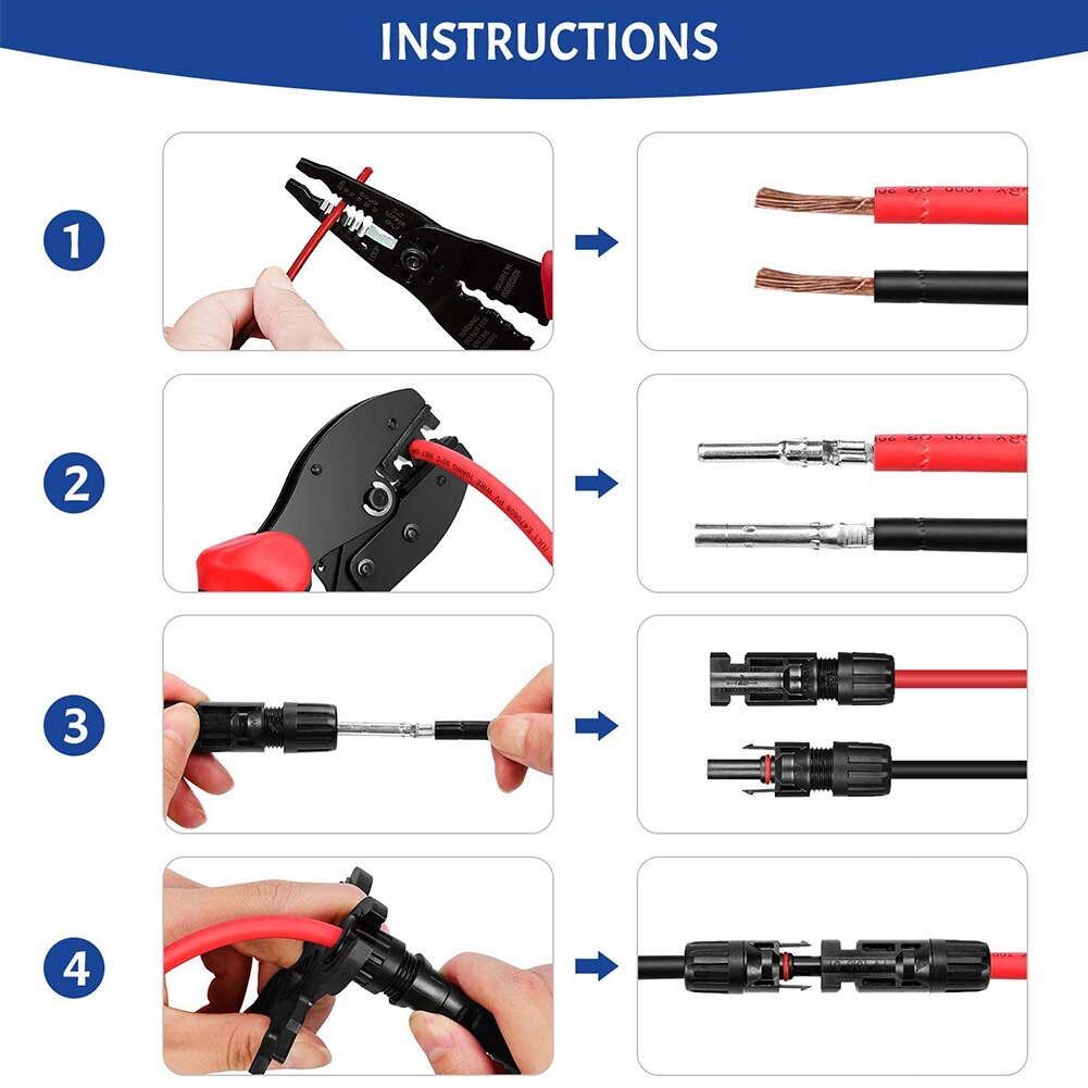 27 stk / sæt cutter kabelstik kombination terminal pv wire let brug nøgler skruenøgle sol krympeværktøj fotovoltaisk magt