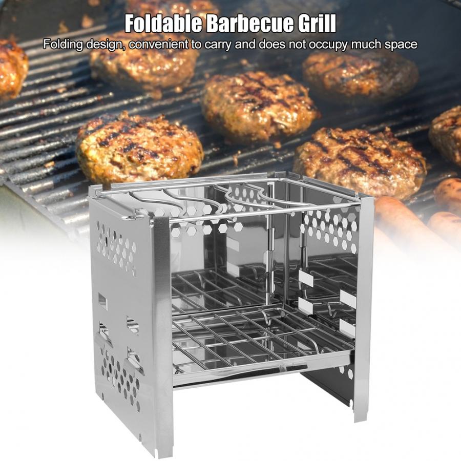 Opvouwbare Mini Rvs Barbecue Oven Rack Kolen Kachel Beugel Wind Shiled BBQ Accessoires BBQ Gereedschap