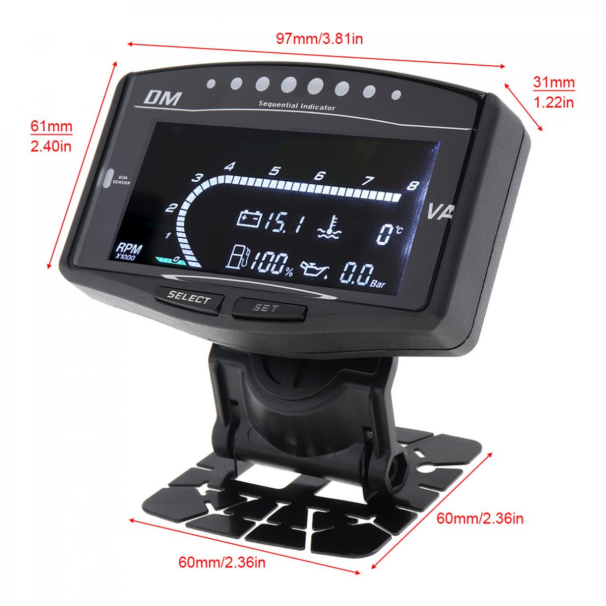 Universele 12V / 24V Auto Digitale Lcd Oliedrukmeter Voltmeter Brandstof Water Temperatuur Meter Auto Gauge Toerenteller turbo Boost