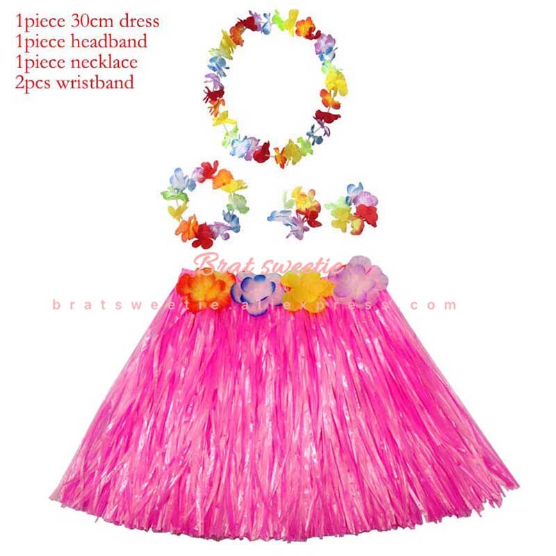 Hawaii fest aloha hawaiianskt halsband klänning bord kjol leis krans flamingo flickor födelsedagsfest dekorationer tillbehör: 30cm rosa set