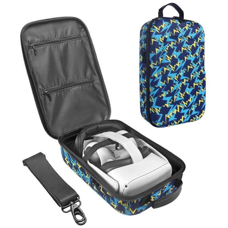 Bolsa de EVA dura para Oculus Quest 2 VR, funda protectora de almacenamiento, estuche de transporte, vidrio y accesorios: Blue