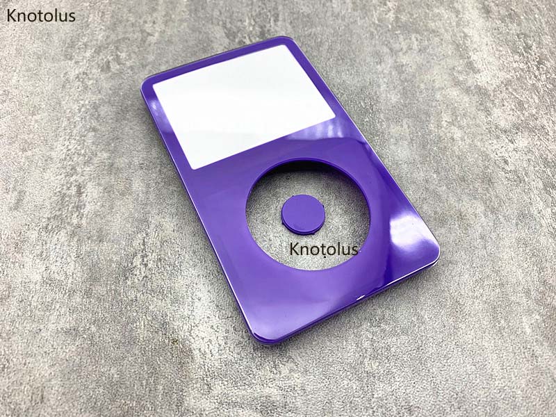 Knotolus lilla farge plast front frontplate hus deksel og sentral knapp til ipod 5th gen video 30gb 60gb 80gb