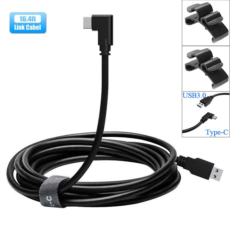 Vr tilbehør for oculus quest 2 1 link vr headset datalinje ladekabel usb 3.1 type c dataoverføring usb-a type-c kabel 5m: Sølv