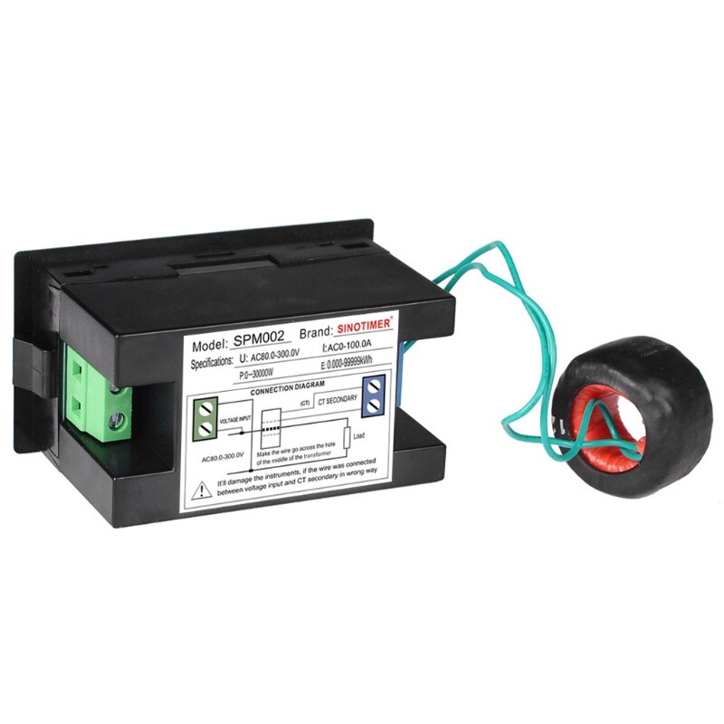 WANGCL Contatori di energia digitali LCD AC300-100A Misuratore di energia Smart Meter Voltmetro Multifunzionale Amperometro - con trasformatori di Tipo Aperto