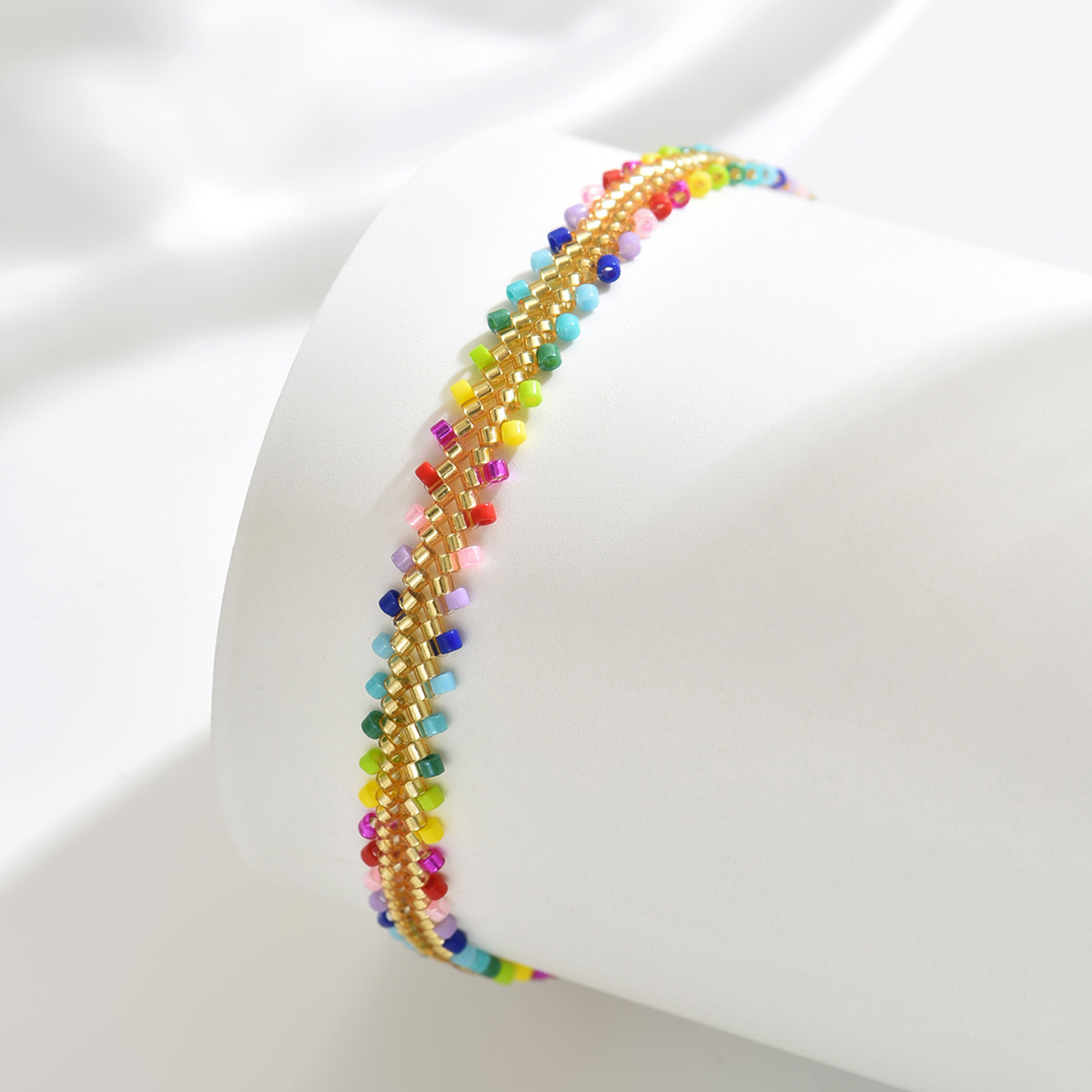 ZHONGVI-pulseras creativas de cuentas tejidas a mano, pulseras bohemias apilables con cuentas Miyuki, joyería colorida de playa Bohemia: VERMEIL