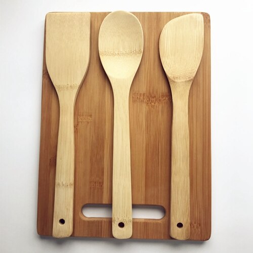Bamboo Cutting Board with Kitchen Utensils: E