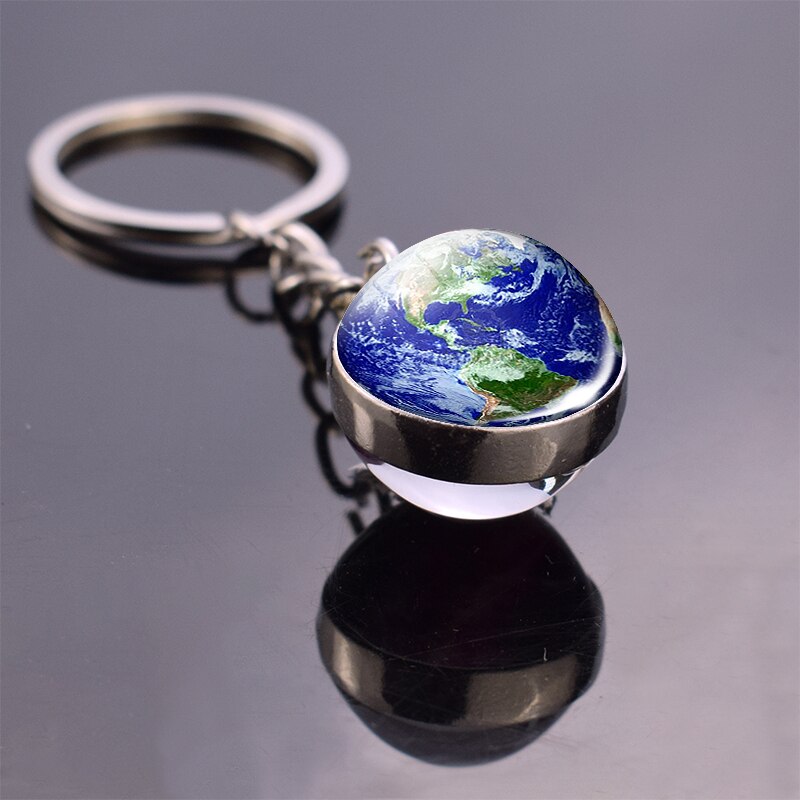 Dubbele Gezicht Glas Bal Sleutelhanger Handgemaakte Universe Galaxy Sterren Sleutelhanger Planet Hanger Sleutelhanger Sleutelhanger Outer Space Sieraden