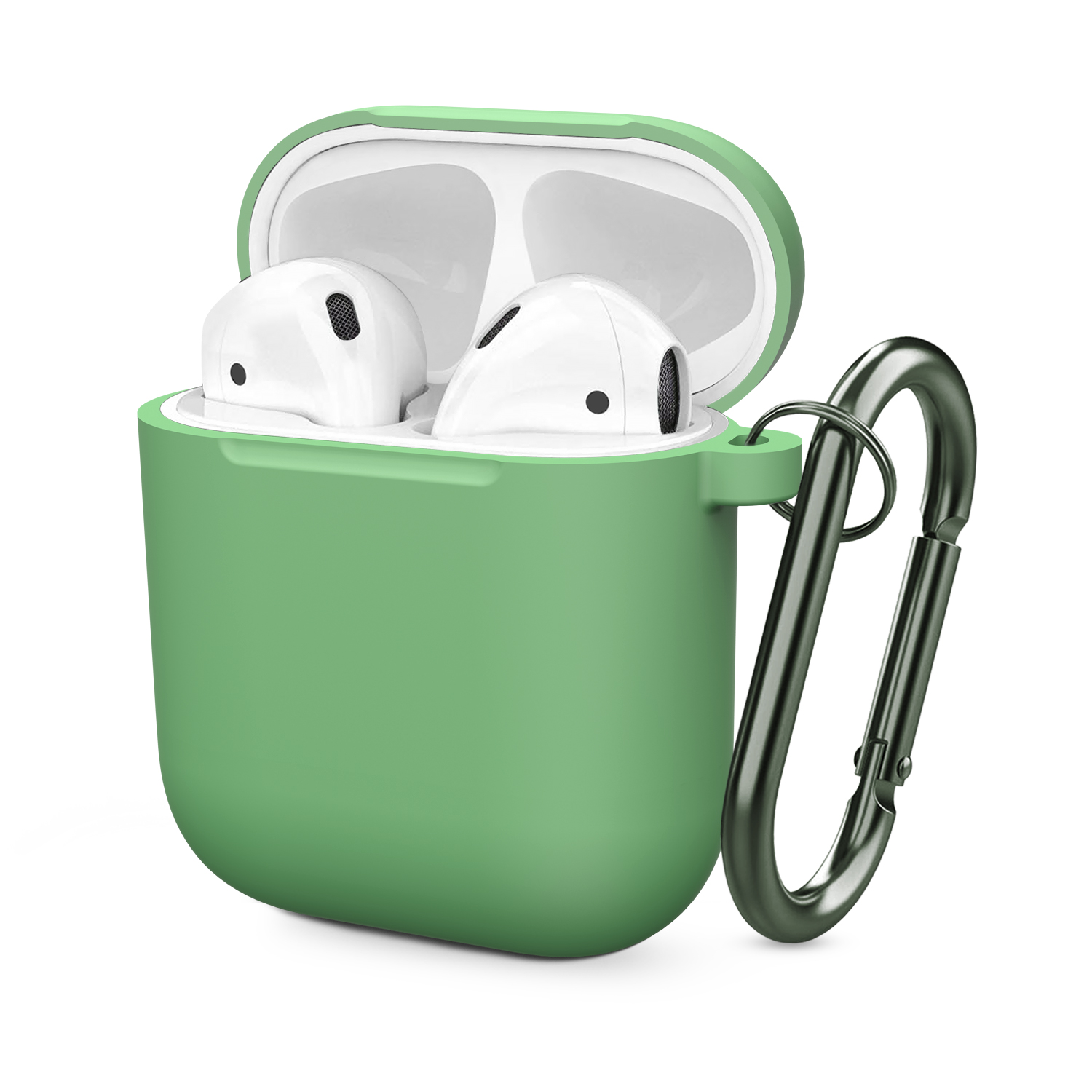 Siliconen hoes met haakafdekking voor Apple Airpods 1e 2e generatie 1 2 Beschermende schokbestendige draadloze koptelefoonhoes Oplaaddoos Zakken: Kaki