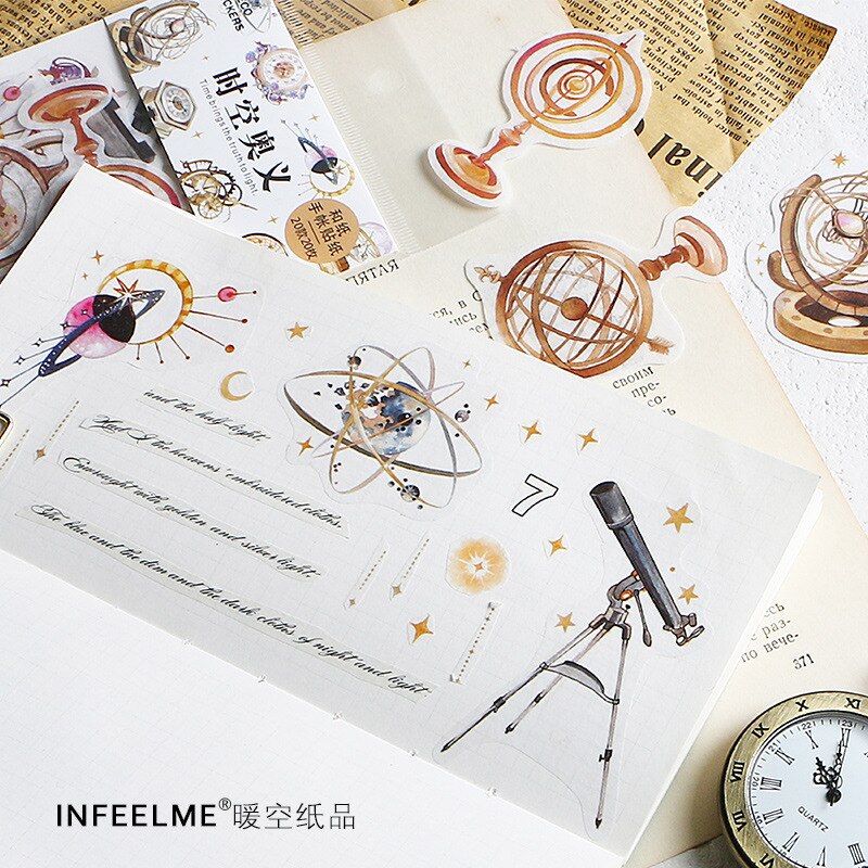 20-40 st/lot vintage tid och utrymme betyder klistermärke dekoration klistermärken diy för hantverk dagbok scrapbooking planerare etikett klistermärke