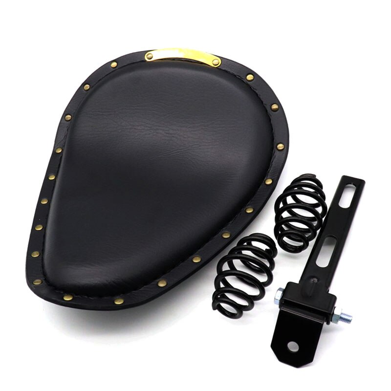 Aangepaste motorfiets pu lederen zadelkussens 3 "veren solo beugelzadel universeel voor harley chopper bobber cafe racer: 19