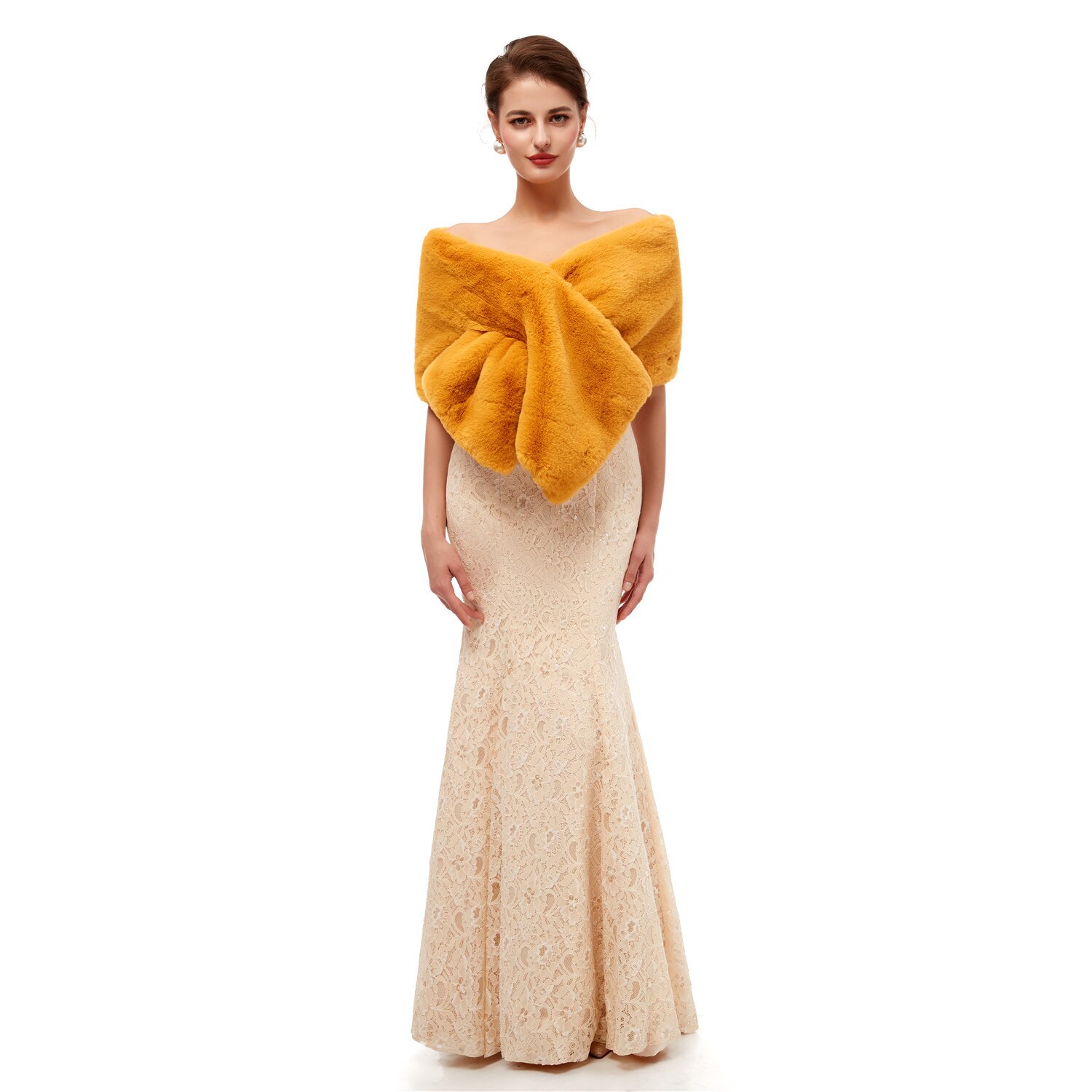 Bont Sjaal Bruiloft Wrap Vrouwen Winter 3/4 Lengte Mouwen Bridal Wraps Warm Bont Boleros Bridal Jacket Avond jas: 137