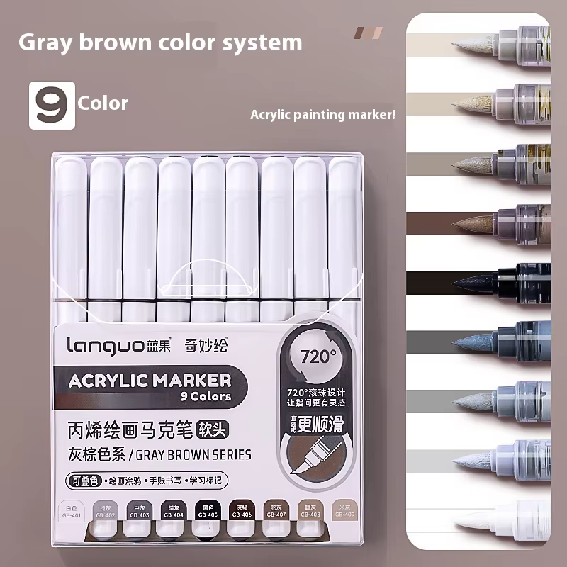 Ensemble de marqueurs en acrylique Languo pour documents empilables, stylos à encre à contrôle intelligent, fournitures d'art, ensemble de pinceaux pour étudiants: vert clair
