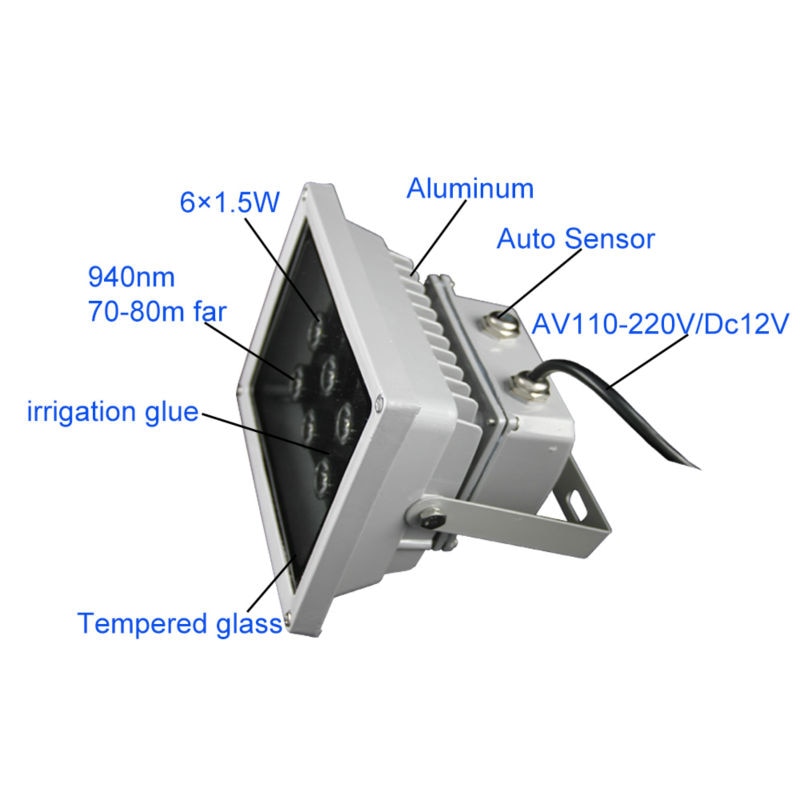 FELT 9W 940nm IR illuminator Auxiliary IR lamp for Hikvision 90degree CCTV IP camera Parking system Security & Protection