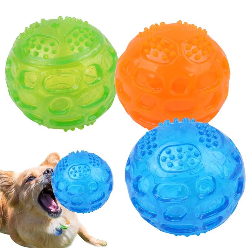 Perro gato cachorro juguetes que suenan lunares juguete bolas de Limpieza de dientes pelotas para jugar Pet dientes masticar juguete del animal doméstico de accesorios