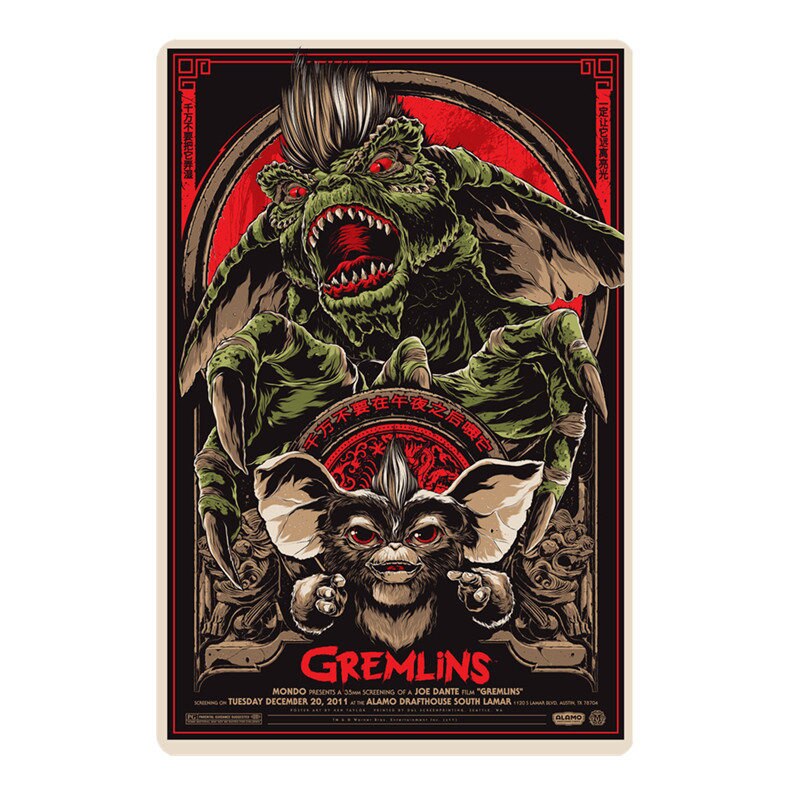 Gremlins Wall Stickers for Kids Room Game Center Home Decoration Vintage Art Painting Plaque Metal Signs