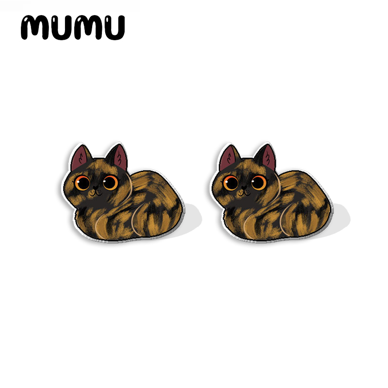 Pendientes con pasador acrílico de gato Angora turco, pendientes hechos a mano de gatos siameses, joyería epoxi de resina, para amigos, novedad de 2023: COLOR ORO ROSADO