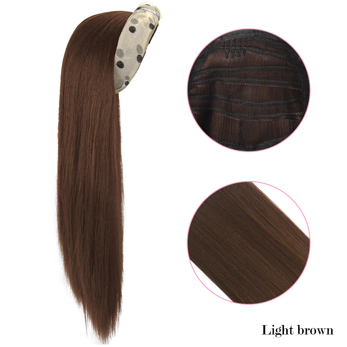 Extension capillaire synthétique longue lisse 24 pouces, bandeau cerceau noir brun résistant à la chaleur, accessoires pour femmes: T1B / 30