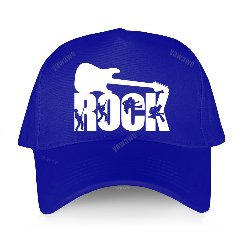 European unisex ROCK letter baseball cap printing Guitar lover Dad hat men and women cap outdoor sun hat Snapback hats: blue