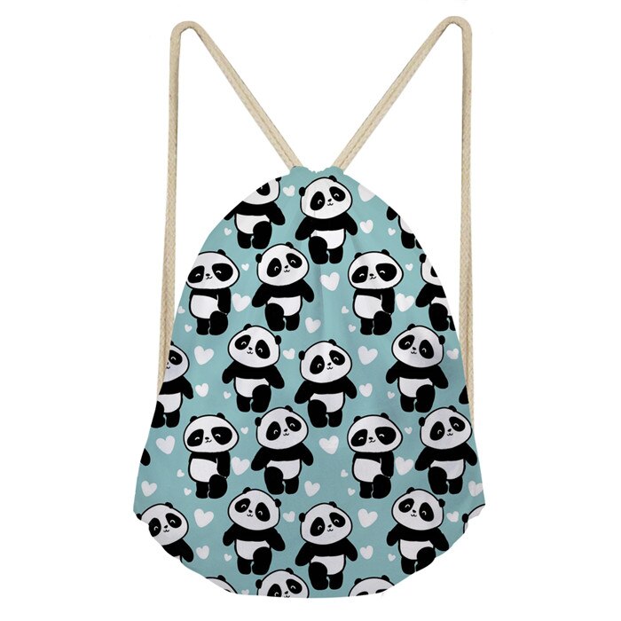 Thikin fresh floral panda snor pose string sekk strand kvinner barn reise oppbevaringspakke tenåring ryggsekk med snøring: L2725 z 3
