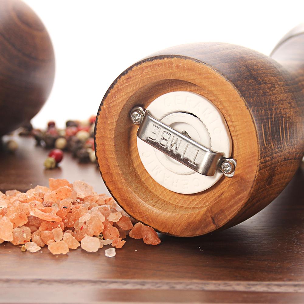 Wood Salt and Pepper Grinder - Wooden Mills, Gourmet Precision Mechanisms and Premium Sea Salt &amp; Peppercorns