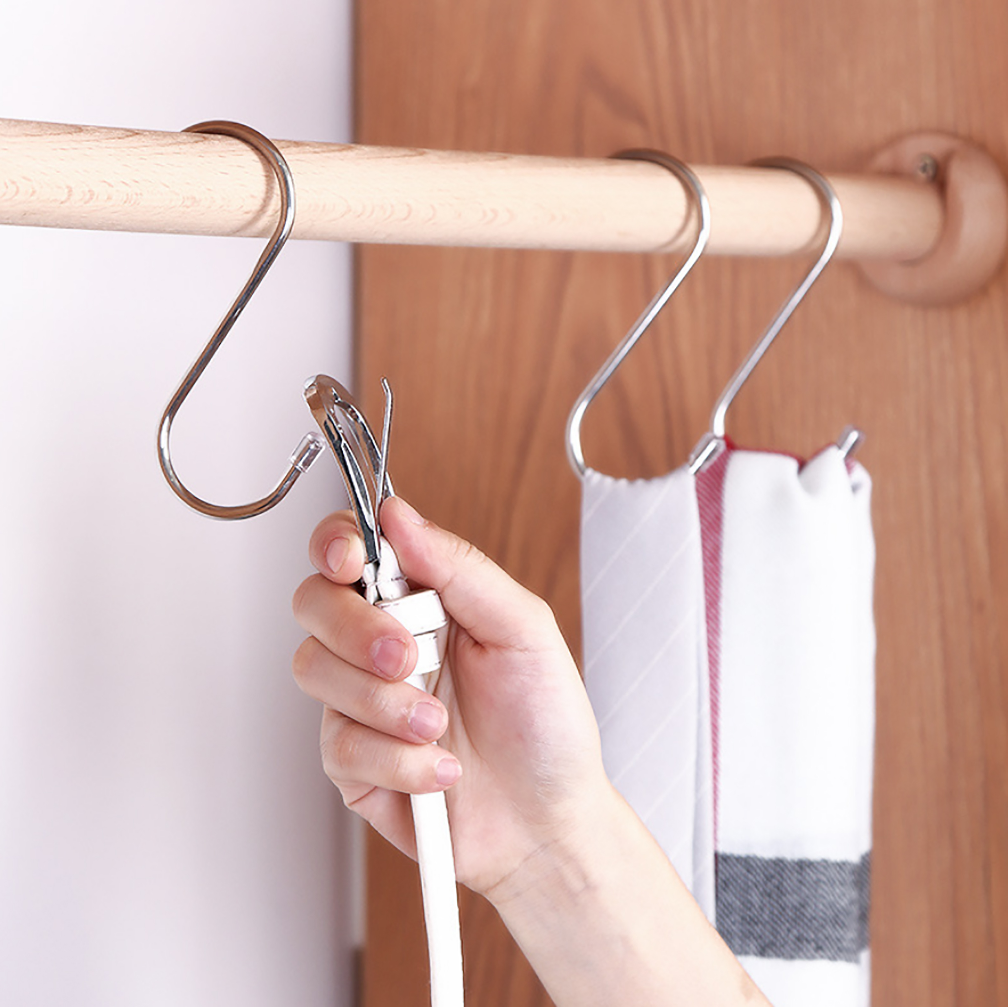 Big Bags Organizer Hanger Geen-Pijn Keuken Hangt Badkamer Organizer S Haak Kleding Organizer Closet Hanger Lange Display Haken