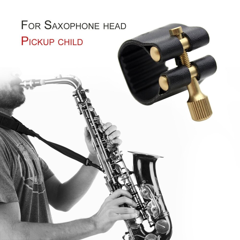 Kompakt ligaturlås til altsax saxofon gummi mundstykke kunstlæder musikalsk værktøj med læderklip