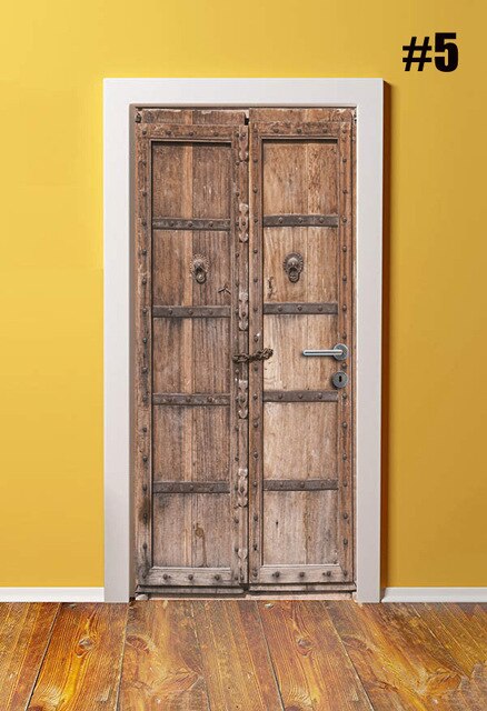 Selvklebende fornye 3d dørs klistremerke retro enkelhet hjemmeinnredning lerretstrykk kunst vanntett veggmaleri garderobe renovering bilder: Dør xrk 158005 / 95 x 215cm