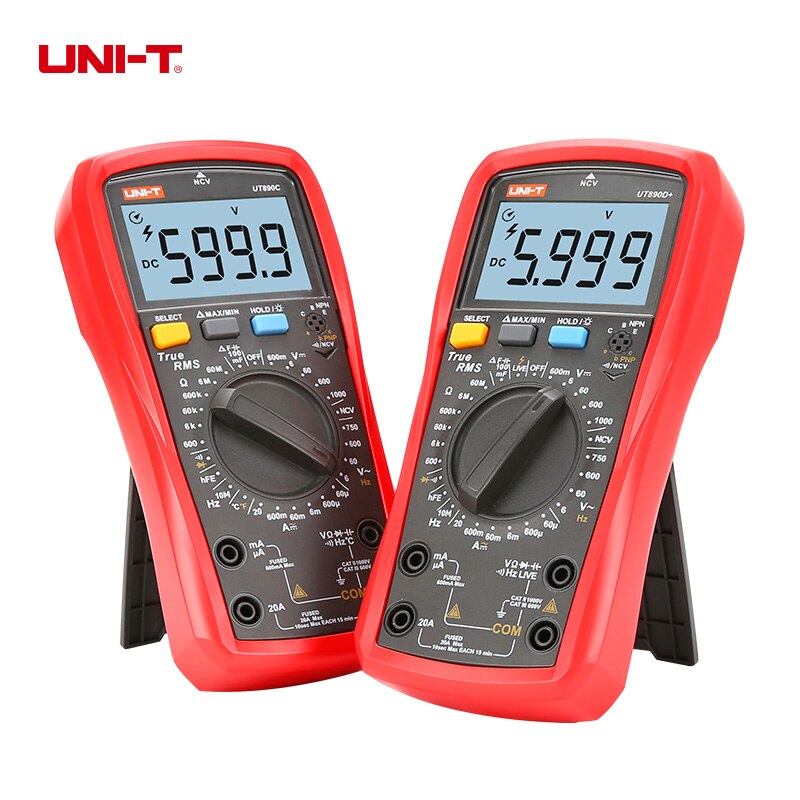 UNI-T UNI T Digital Multimeter True RMS UT890C UT890D+ Manual Range AC DC Frequency Capacitance Temperature Tester Backlight