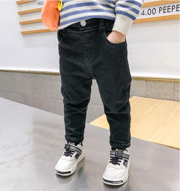 Pantalones vaqueros para niño y niña, pantalones largos gruesos de terciopelo para invierno, pantalones elásticos para niña de 2 a 6 años, pantalones gruesos de terciopelo